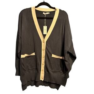 NWT Mersea One Size The Anywhere Cardigan Luxury Pockets Coastal Preppy Navy